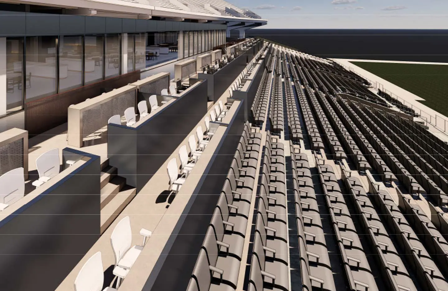 West Side Permanent Chairback Seating / Bleachers conceptual rendering